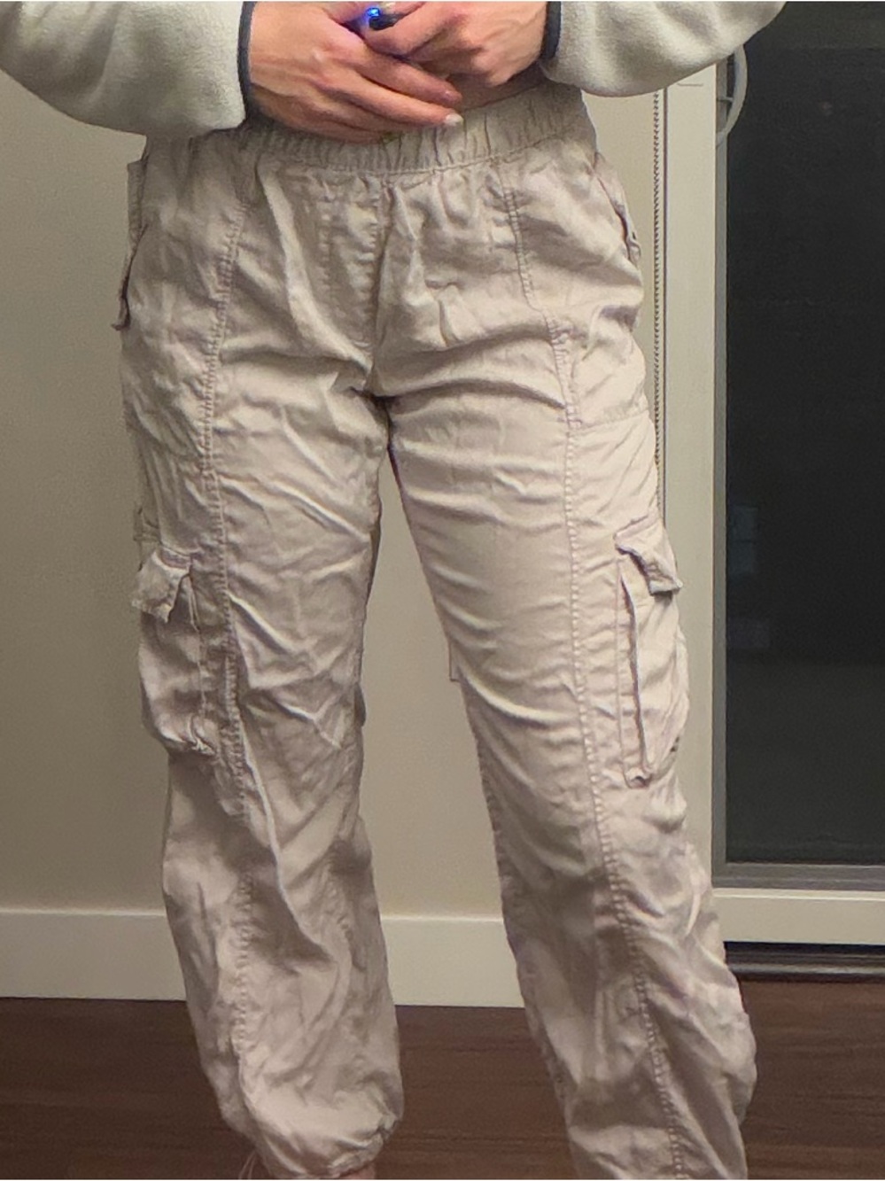 Light Beige womens Cargo Jogger Pants